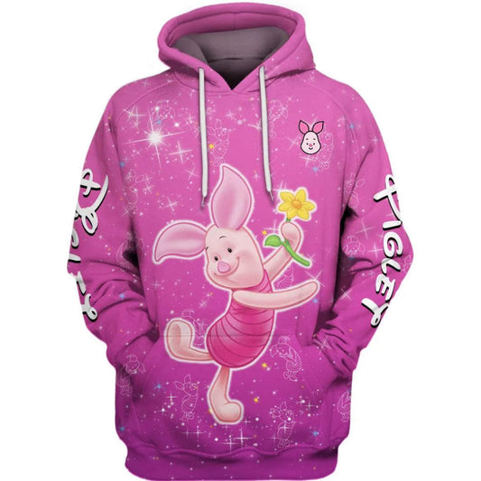 Effortless Piglet With Flower Pose Hoodie