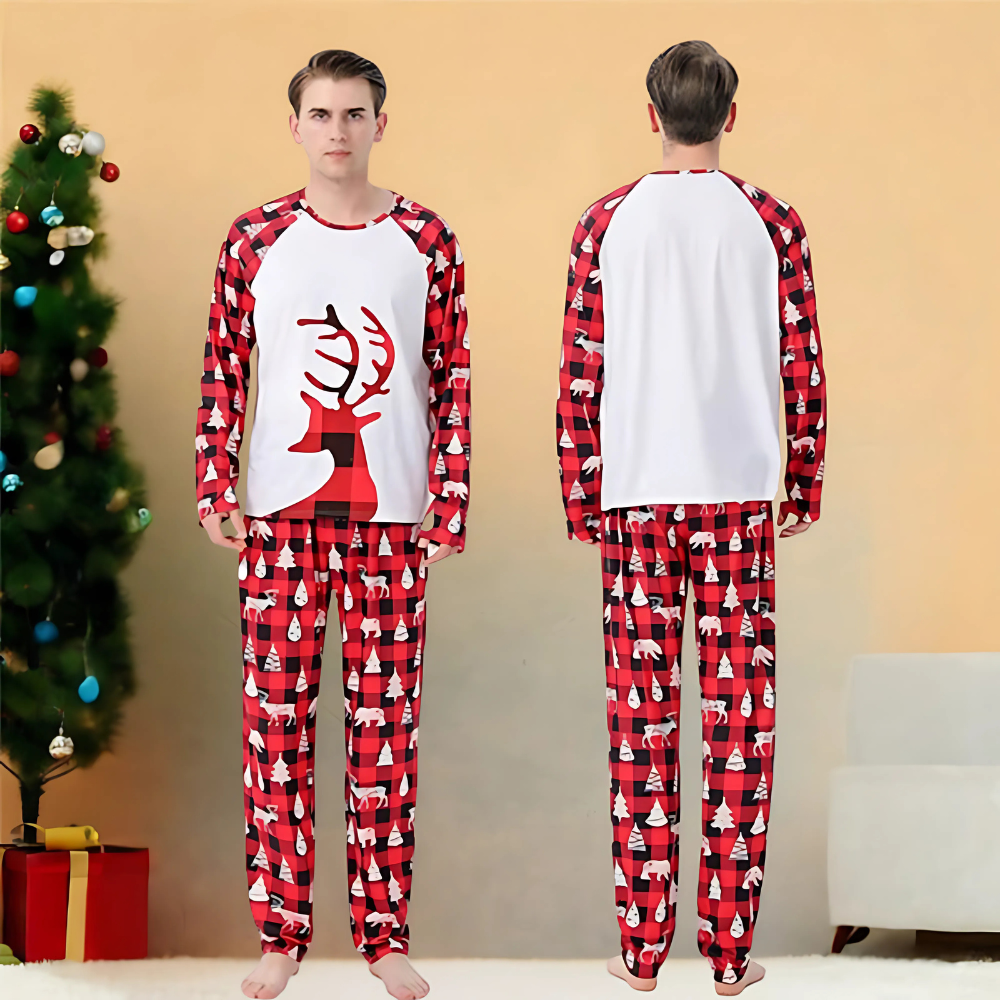 Reindeer Plaid Design Family Matching Pajama Set