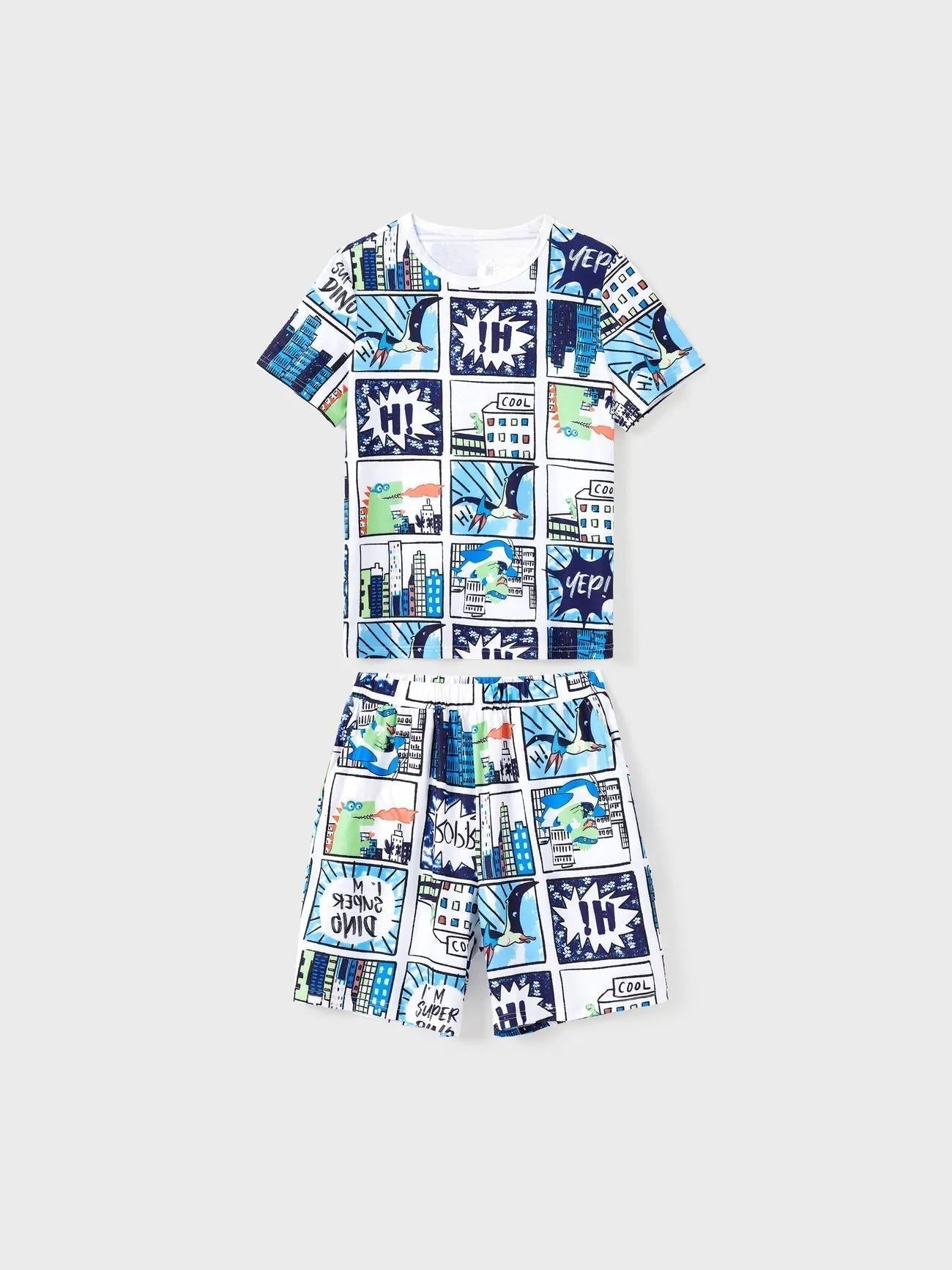 Comic Dinosaurs Printed Family Matching Short Sets