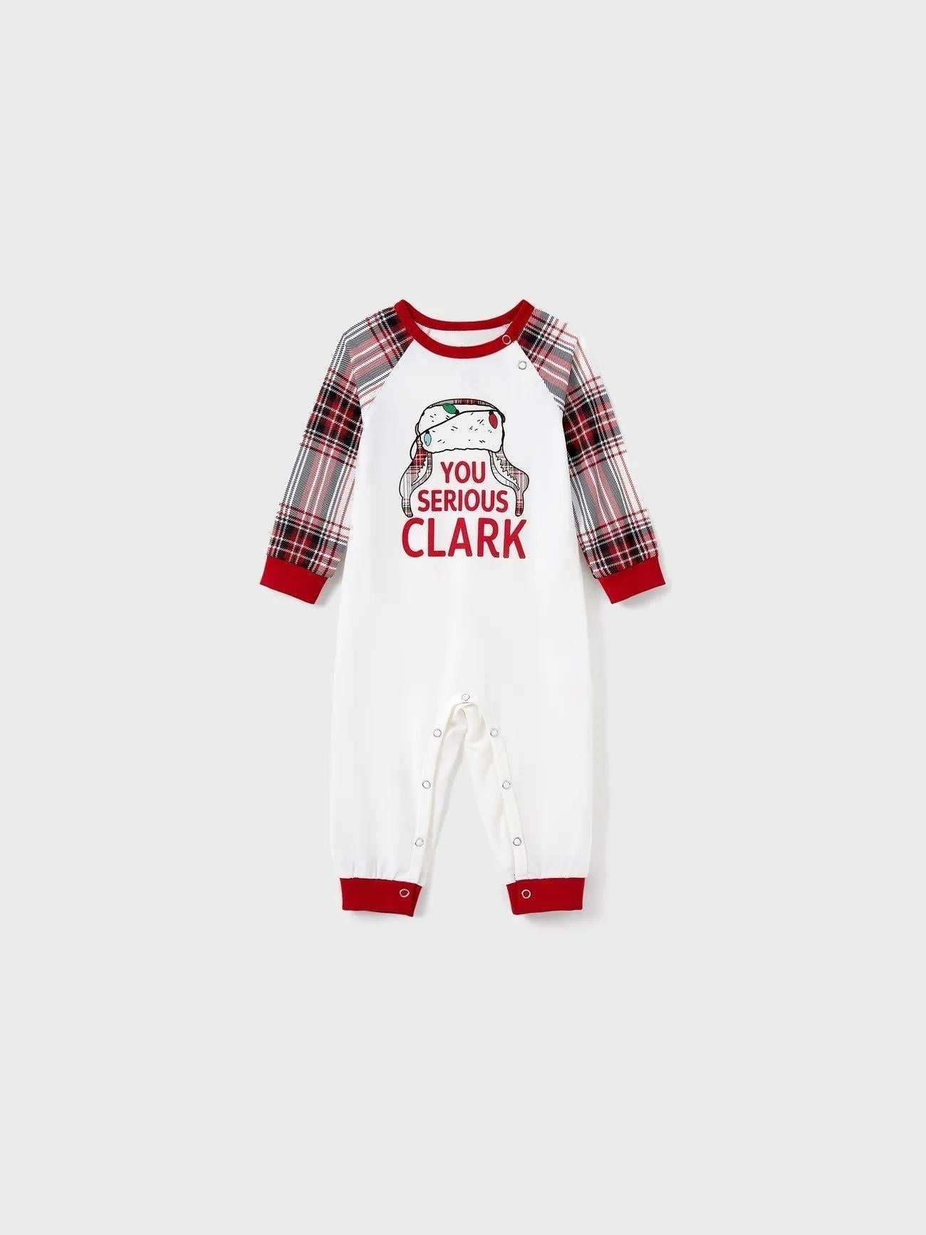You Serious Clark Text Printed Family Matching Pajama Set