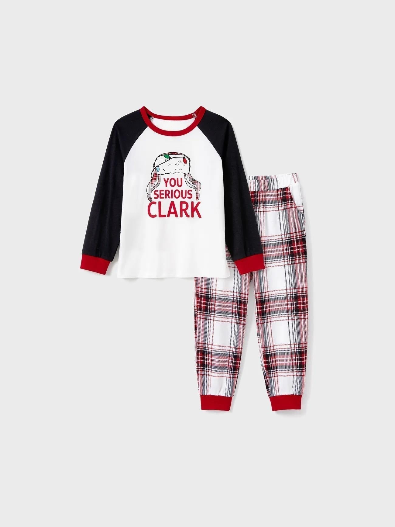 You Serious Clark Text Printed Family Matching Pajama Set