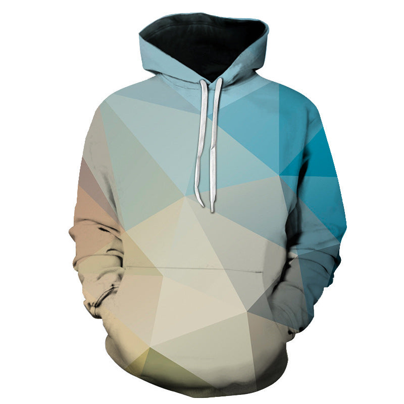 Geometric Diamond Digital Printed Pullover Hoodie