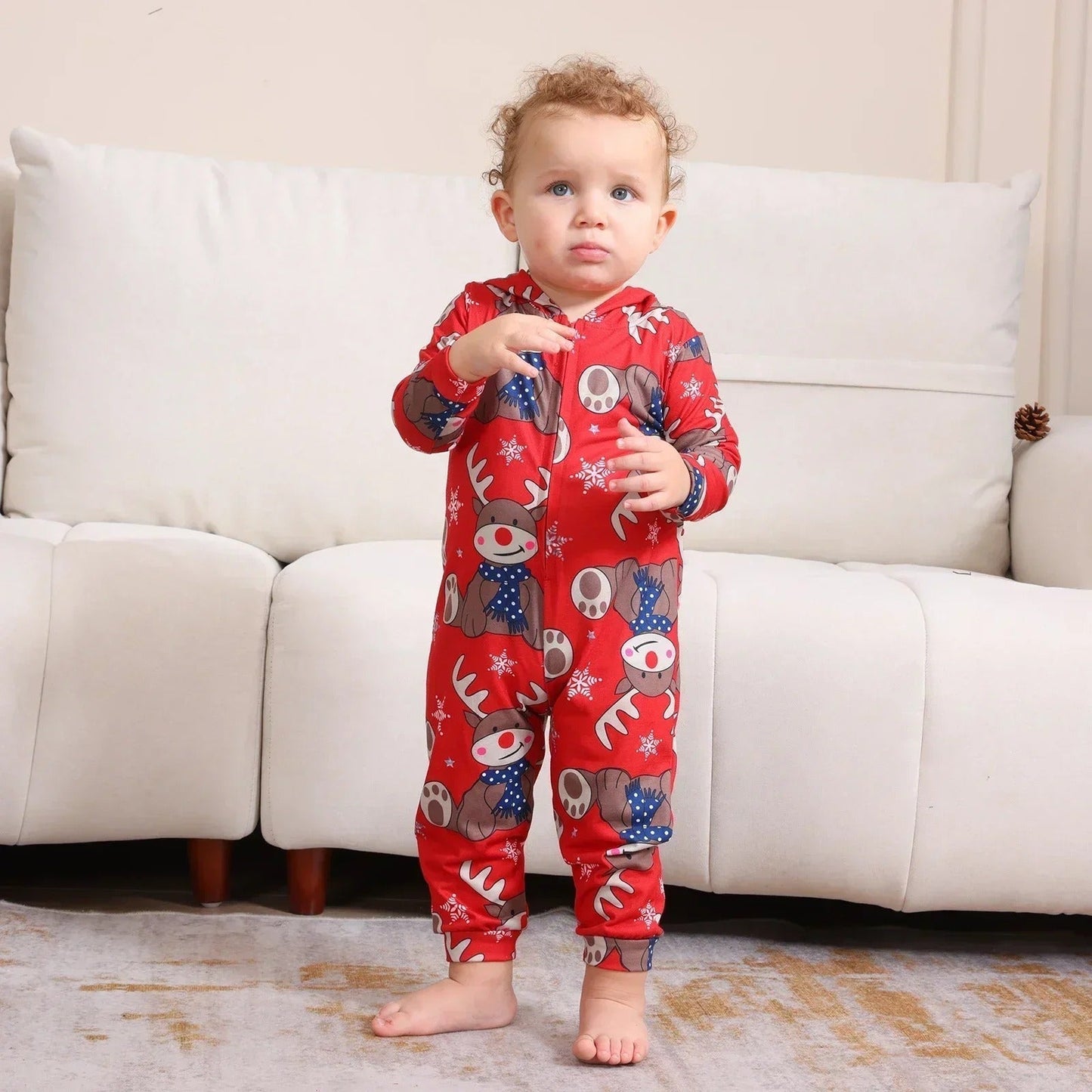 Christmas Themed Family Matching Onesie Hooded Pajama Set